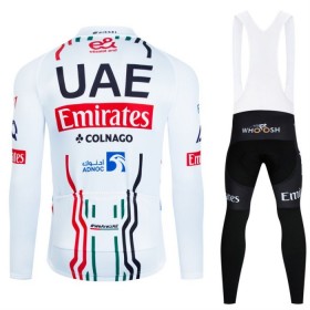 Set Fietsshirt Lange Mouw + Lange Koersbroek 2024 UAE TEAM EMIRATES Wit